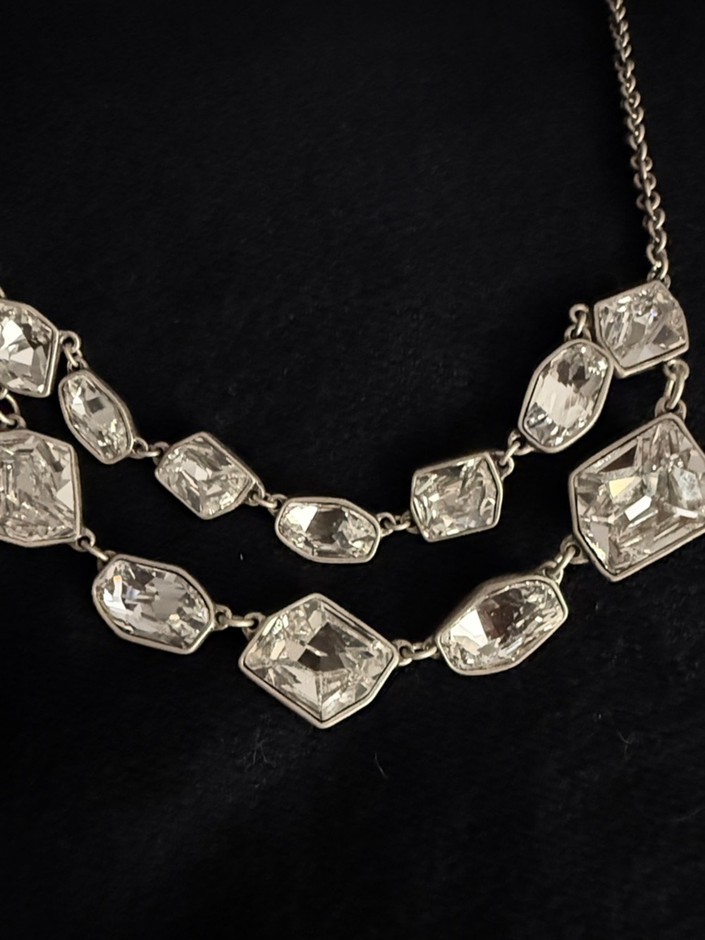 Touchstone Crystal Silver Clear Multi-Shaped Crystal Necklace - Picture 4 of 5